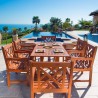 Malibu Outdoor 7-piece Wood Patio Dining Set with Curvy Leg Table - Lifestyle - Malibu Outdoor 7-piece Wood Patio Dining Set with Curvy Leg Table - Lifestyle