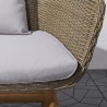 Grayton Rustic All-Weather Patio Wood and Wicker Arm Chairin Mocha - Lifestyle - Seat Close-Up - Grayton Rustic All-Weather Patio Wood and Wicker Arm Chairin Mocha - Lifestyle - Seat Close-Up