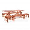 Vifah Malibu Outdoor 7-piece Wood Patio Dining Set with Extension Table - Backless benches & Chairs - White BG - Vifah Malibu Outdoor 7-piece Wood Patio Dining Set with Extension Table - Backless benches & Chairs - White BG