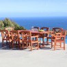Malibu Outdoor 9-piece Wood Patio Dining Set with Extension Table - Lifestyle - Malibu Outdoor 9-piece Wood Patio Dining Set with Extension Table - Lifestyle