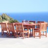 Malibu Outdoor 9-piece Wood Patio Dining Set with Extension Table - Lifestyle - Malibu Outdoor 9-piece Wood Patio Dining Set with Extension Table - Lifestyle
