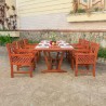 Malibu Outdoor 7-piece Wood Patio Extendable Table Dining Set - Lifestyle - Side Angle - Malibu Outdoor 7-piece Wood Patio Extendable Table Dining Set - Lifestyle - Side Angle