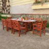 Malibu Outdoor 9-piece Wood Patio Extendable Table Dining Set - Lifestyle 1 - Malibu Outdoor 9-piece Wood Patio Extendable Table Dining Set - Lifestyle 1