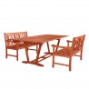 Malibu Outdoor 3-piece Wood Patio Extendable Table Dining Set - White BG