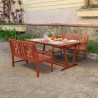 Malibu Outdoor 3-piece Wood Patio Extendable Table Dining Set - Lifestyle