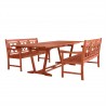 Malibu Outdoor 3-piece Wood Patio Extendable Table Dining Set - White BG