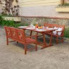 Malibu Outdoor 3-piece Wood Patio Extendable Table Dining Set - Lifestyle