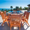 Malibu Outdoor 7-piece Wood Patio Dining Set with Reclining Chairs - Lifestyle - Malibu Outdoor 7-piece Wood Patio Dining Set with Reclining Chairs - Lifestyle