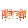 Malibu Eco-friendly 7-piece Outdoor Hardwood Dining Set with Rectangle Table and Arm Chairs - Angled