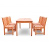 Malibu Eco-friendly 5-piece Outdoor Hardwood Dining Set with Rectangle Table and Armless Chairs
