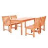 Malibu Eco-friendly 5-piece Outdoor Hardwood Dining Set with Rectangle Table and Armless Chairs - Angled