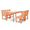 Malibu Eco-friendly 5-piece Outdoor Hardwood Dining Set with Rectangle Table and Armless Chairs
