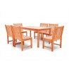 Malibu Eco-friendly 7-piece Outdoor Hardwood Dining Set with Rectangle Table and Armless Chairs - Angled