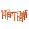 Malibu Eco-friendly 5-piece Outdoor Hardwood Dining Set with Rectangle Table and Arm Chairs