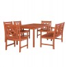 Malibu Outdoor 6-piece Wood Patio Rectangular Table Dining Set - White BG
