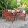 Malibu Outdoor 6-piece Wood Patio Rectangular Table Dining Set - Lifestyle