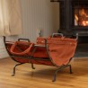 Mr. Bar-B-Q UniFlame® W-1189 Olde World Iron Log Holder with Suede Leather Carrier