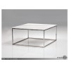 Kubo 30" Square Coffee Table High Gloss White with Stainless Steel - Kubo 30" Square Coffee Table High Gloss White with Stainless Steel