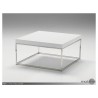 Kubo 30" Square Coffee Table High Gloss White with Stainless Steel  - Kubo 30" Square Coffee Table High Gloss White with Stainless Steel 