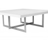 Remi 39" Square Coffee Table High Gloss White with Brushed Stainless Steel - Table Details - Remi 39" Square Coffee Table High Gloss White with Brushed Stainless Steel - Table Details