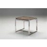 Motif End Table Reclaimed Solid Wood with Polished Stainlesss Steel
