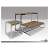 Motif End Table Reclaimed Solid Wood with Polished Stainlesss Steel - Tables 