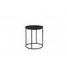 Onix 21" Round End Table Black Nero Marquina Marble with Black Powder Coated Steel - Angled View - Onix 21" Round End Table Black Nero Marquina Marble with Black Powder Coated Steel - Angled View