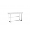 Remi Sofa Table Matte White with Brushed Stainless Steel - Angled - Remi Sofa Table Matte White with Brushed Stainless Steel - Angled