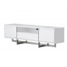 Remi 71x21x17 TV Stand Matte White with Brushed Stainless Steel - Drawers Opened - Remi 71x21x17 TV Stand Matte White with Brushed Stainless Steel - Drawers Opened