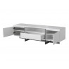 Remi 71x21x17 TV Stand Matte White with Brushed Stainless Steel - Drawers Opened - Remi 71x21x17 TV Stand Matte White with Brushed Stainless Steel - Drawers Opened